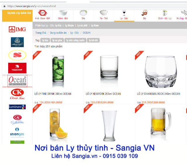 Địa chỉ bán Ly thủy tinh cho quán Cafe