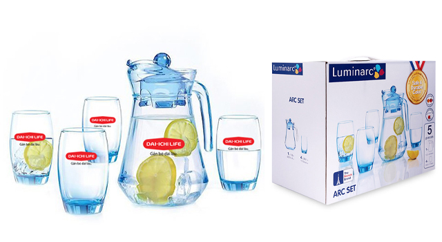 Bộ bình ly thủy tinh làm quà tặng cho đại lý bia