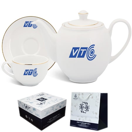 Bộ ấm chén uống trà dát vàng