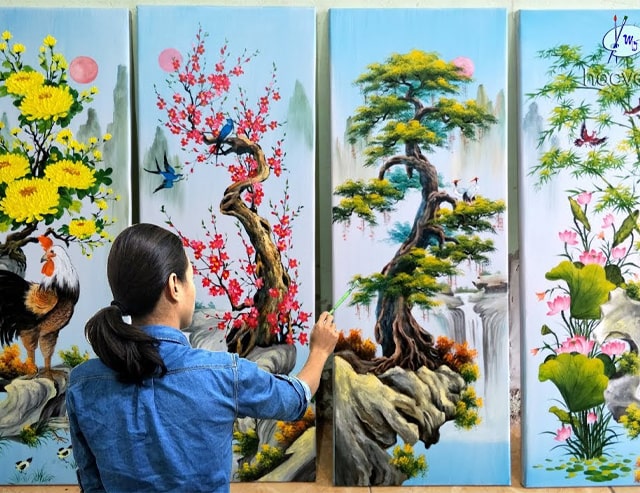 Vẽ tranh tứ quý làm quà