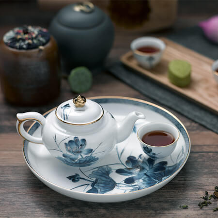 Bộ Ấm Trà Sen Vàng Dát Vàng