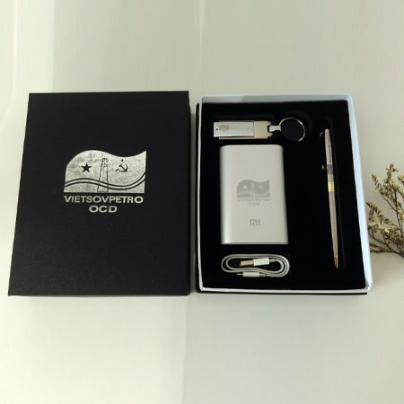 Giftset bình sạc dự phòng, usb, bút