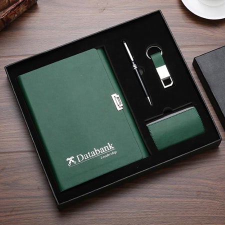 Bộ giftset sổ da, usb, bút và hộp namecard